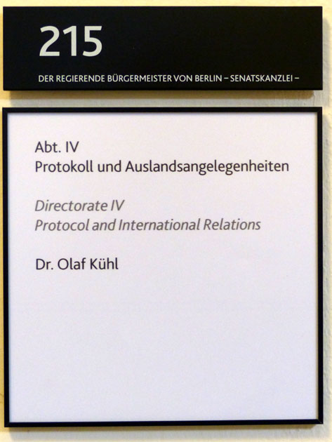 Senatskanzlei Berlin Protokoll und Auslandsangelegenheiten Olaf Khl