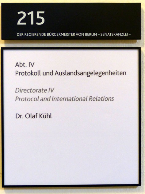 Senatskanzlei Berlin Protokoll und Auslandsangelegenheiten Olaf Kühl